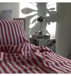 RED STRIPES LINEN DUVET COVER 2