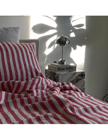 RED STRIPES LINEN DUVET COVER RED STRIPES LINEN DUVET COVER