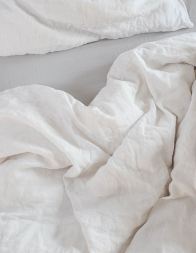 PURE WHITE LINEN DOUBLE DUVET COVER