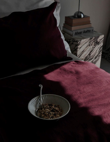 DARK RUBY LINEN DUVET COVER