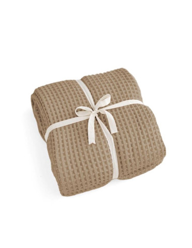 WAFFLE COTTON BEDSPREAD IN MOCHA