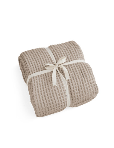 WAFFLE COTTON BEDSPREAD IN MOCHA