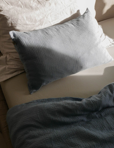 BLUE WHISPER MUSLIN PILLOWCASE