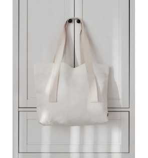 WHITE LINEN TOTE BAG