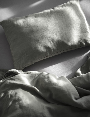OLIVE GREEN LINEN PILLOWCASE