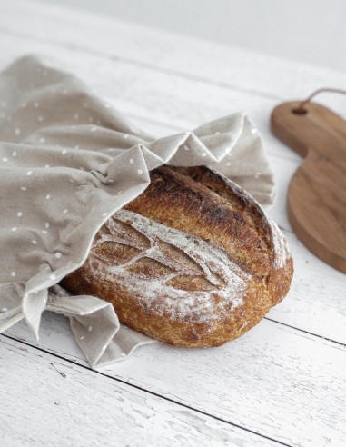 COTTON LINEN BREAD BAG - SQUARE COTTON LINEN BREAD BAG - SQUARE