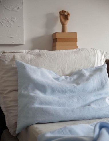SOFT BLUE LINEN PILLOWCASE SOFT BLUE LINEN PILLOWCASE
