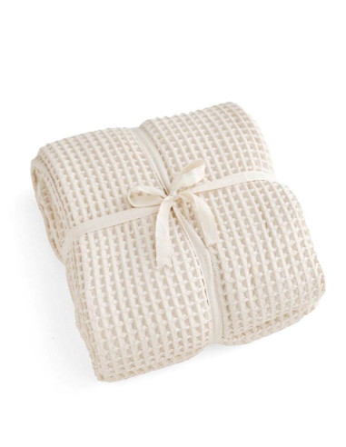 WAFFLE COTTON BEDSPREAD IN CREAM